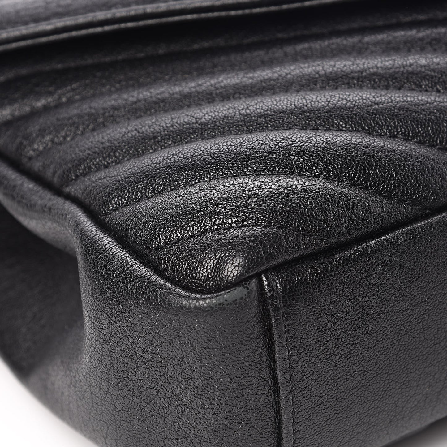 Sheepskin Matelasse Chevron Monogram Medium College Bag Black