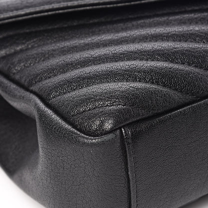 Saint Laurent Sheepskin Matelasse Chevron Monogram Medium College Bag Black 11 of 18