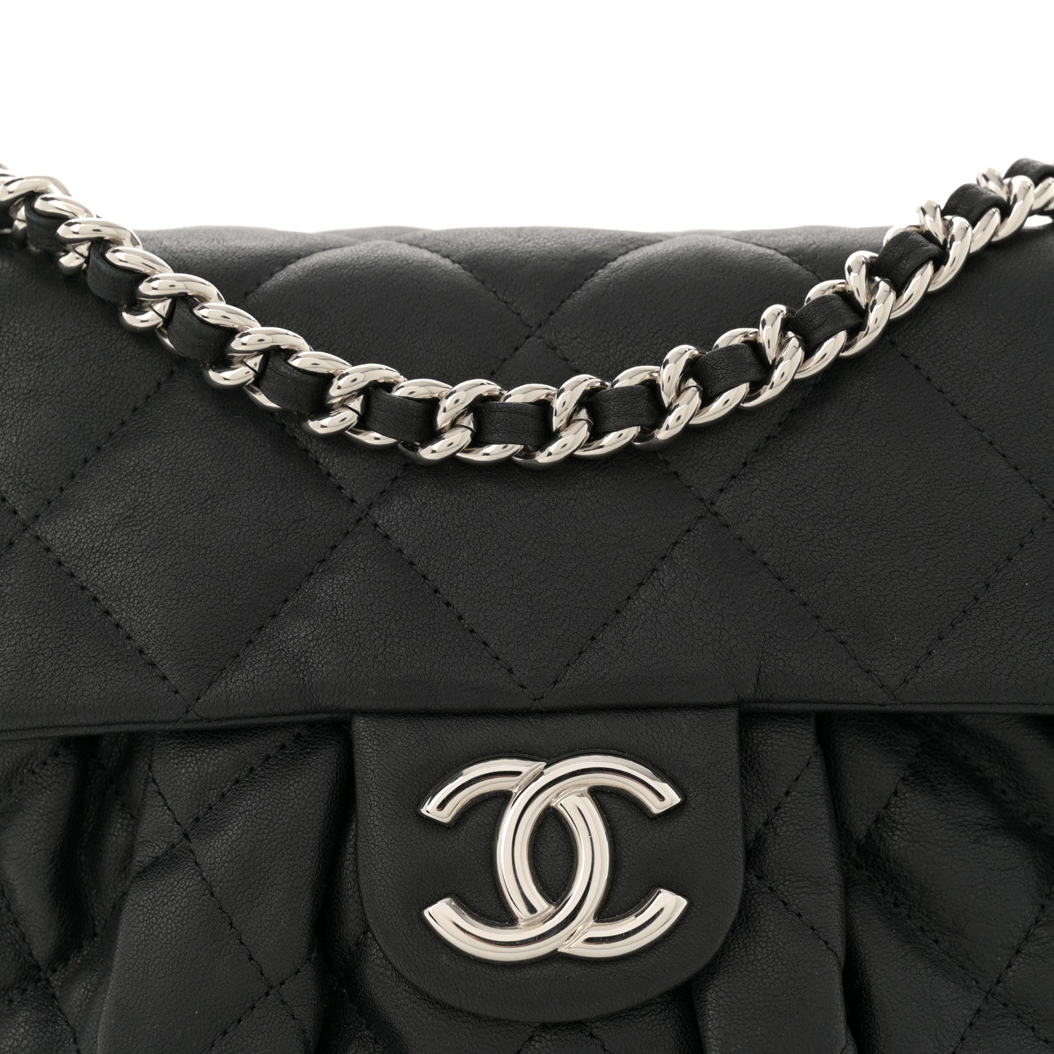 Chanel Washed Lambskin Quilted Medium Chain Around Flap  Black 8 of 10