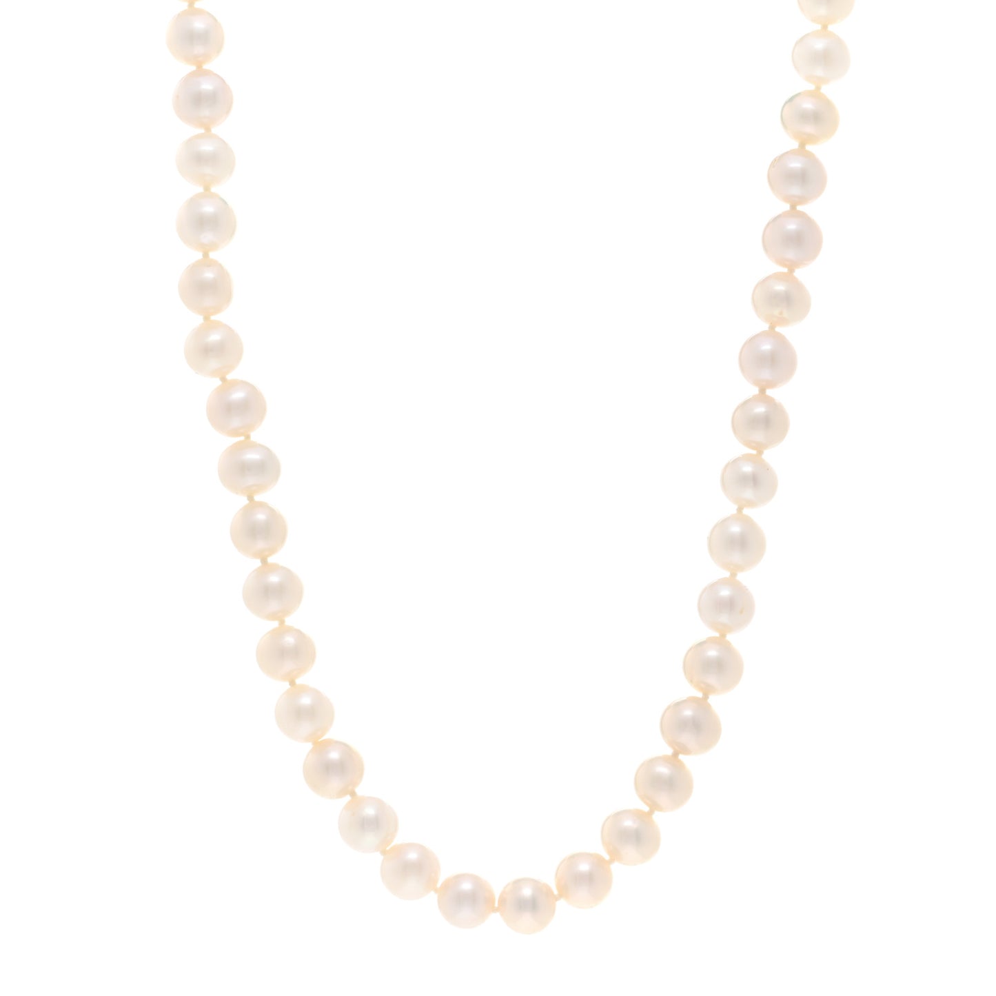 Sterling Silver Diamond Pearl 8-8.5mm Buckle Necklace