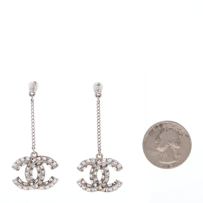 Chanel Baguette Crystal CC Drop Earrings Silver 2 of 4