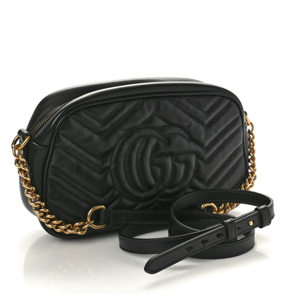 Gucci Calfskin Matelasse Small GG Marmont Chain Shoulder Bag Black 3 of 10