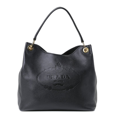 Prada Vitello Phenix Embossed Logo Hobo Black 1 of 4