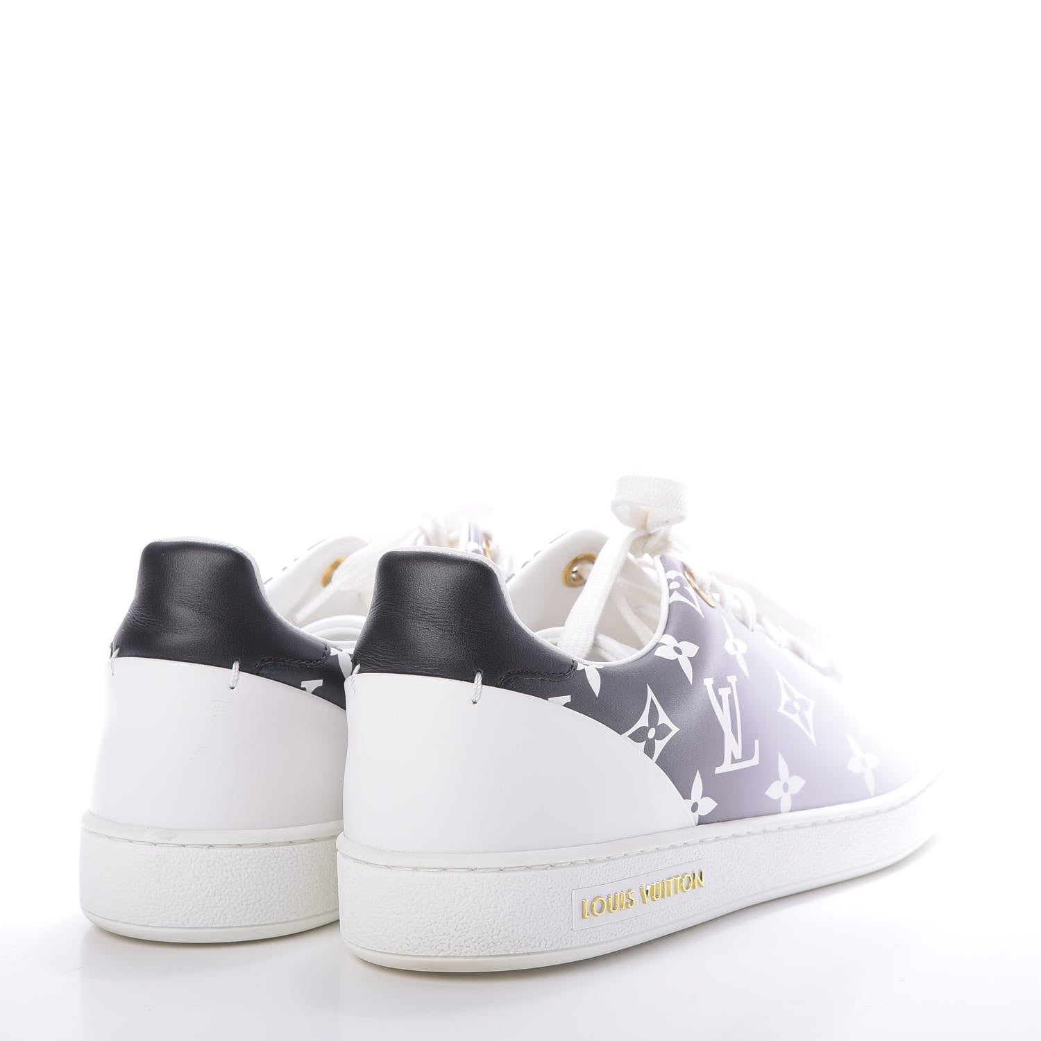 Louis Vuitton Calfskin Monogram Frontrow Sneakers 38 White Black 4 of 10