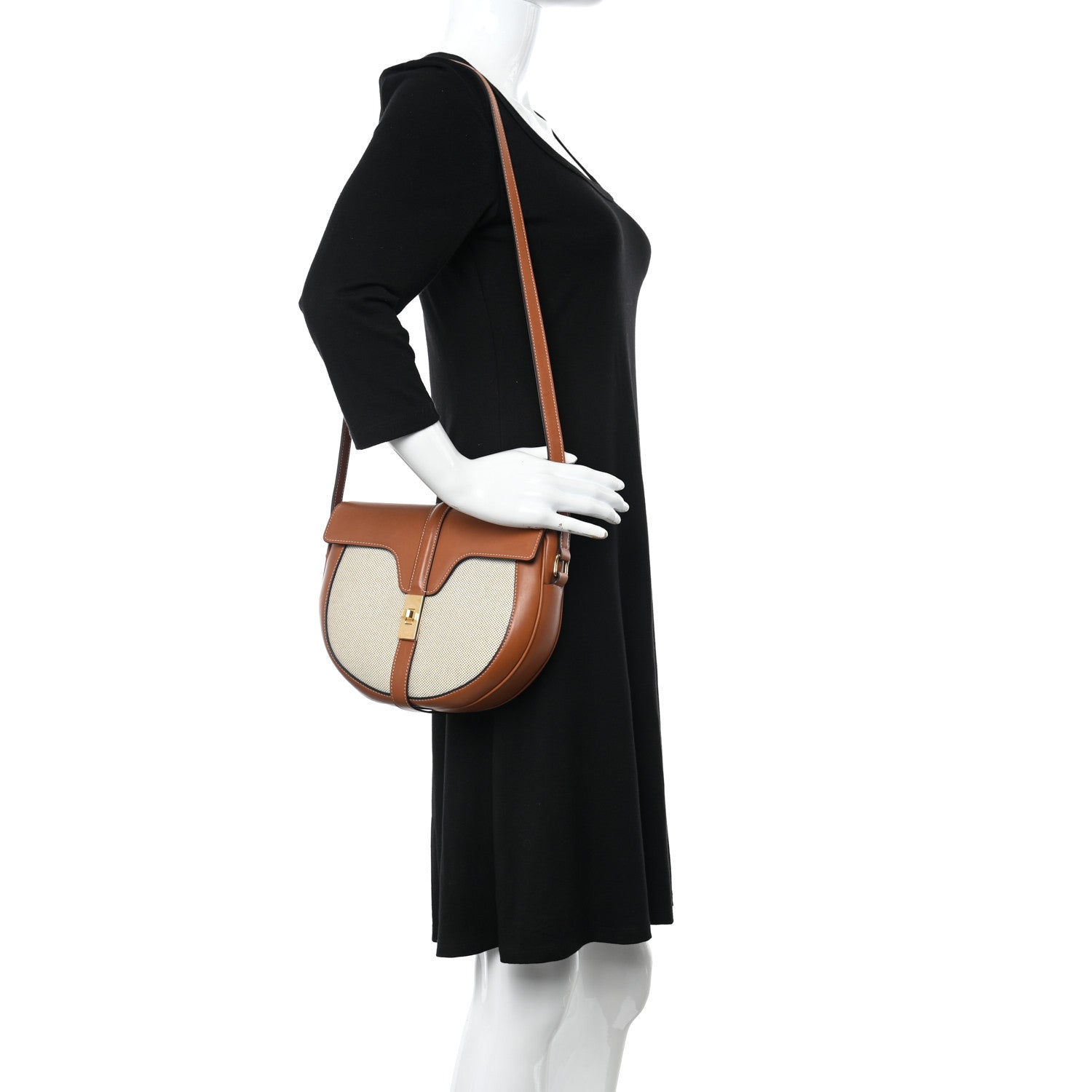 Celine Textile Natural Calfskin Medium Besace 16 Tan 2 of 10