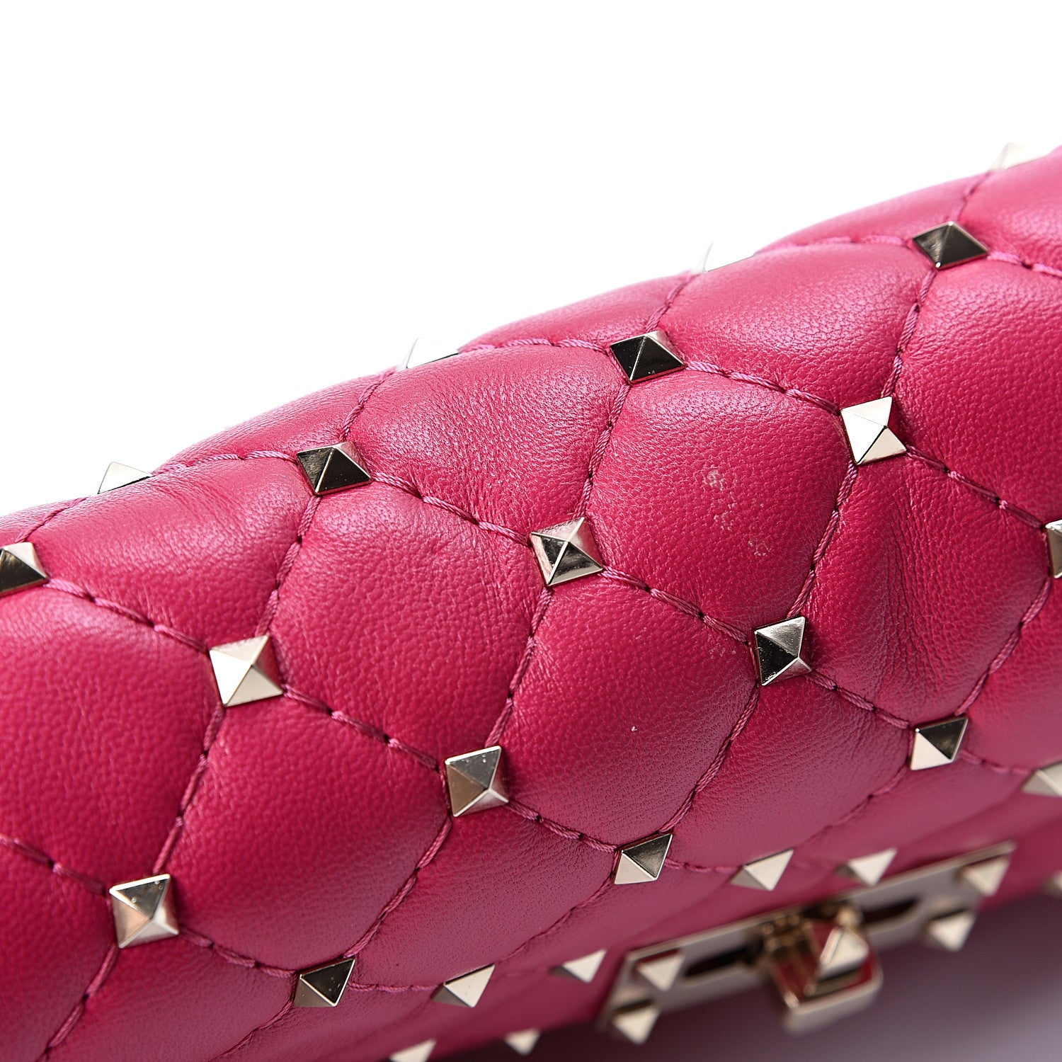 Valentino Garavani Nappa Rockstud Spike Wallet on Chain Disco Pink 10 of 10