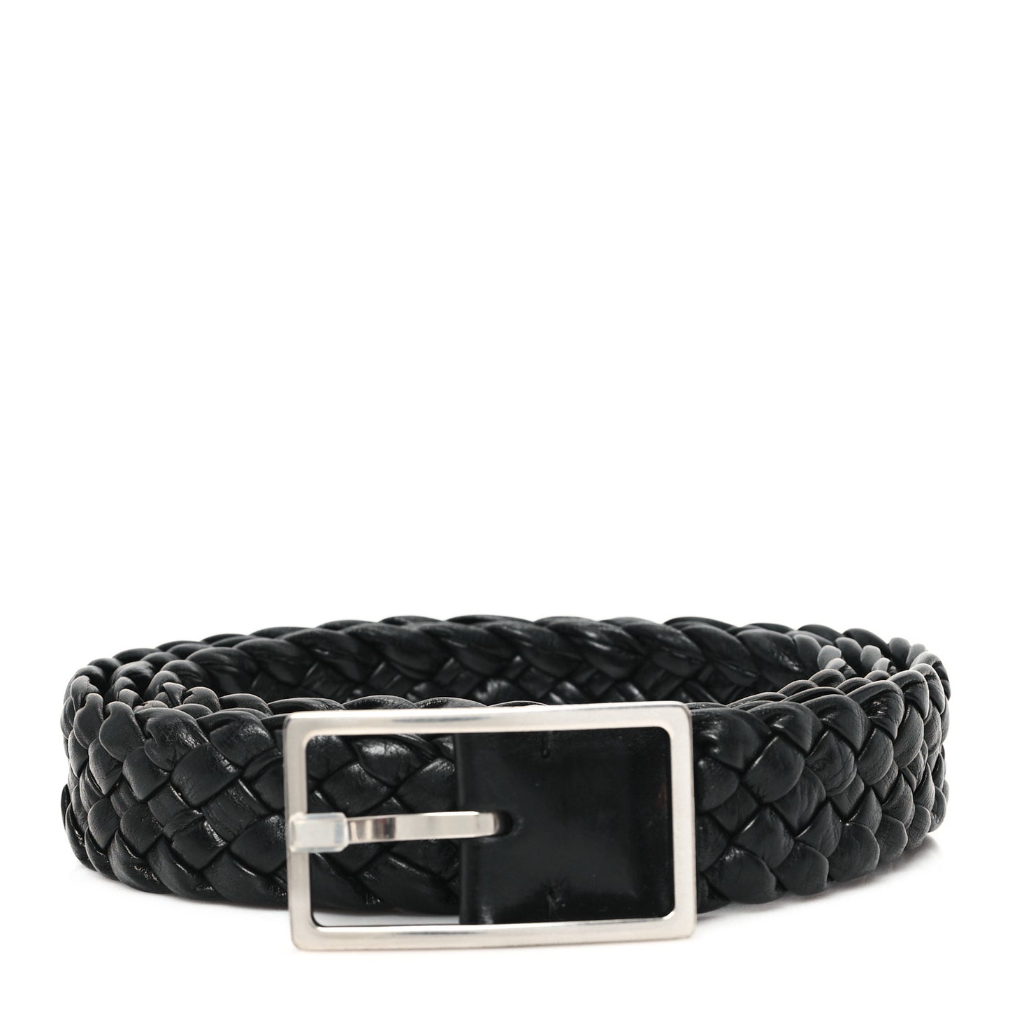 Paper Calfskin Intrecciato Belt M Black
