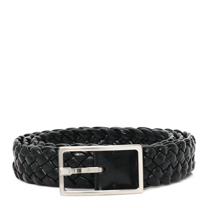 Bottega Veneta Paper Calfskin Intrecciato Belt M Black 1 of 3