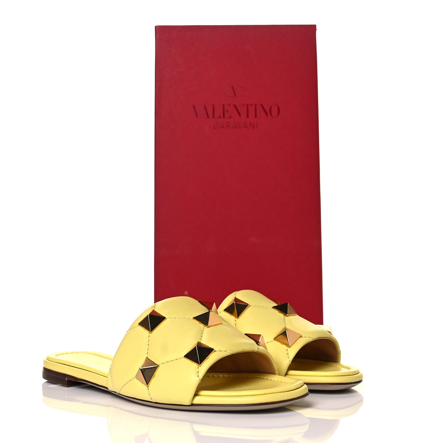 Valentino Garavani Nappa Roman Stud Flat Slide Sandals 36.5 Lime Sorbet 10 of 10