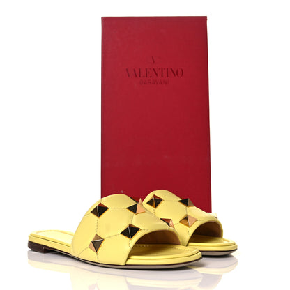 Valentino Garavani Nappa Roman Stud Flat Slide Sandals 36.5 Lime Sorbet 10 of 10