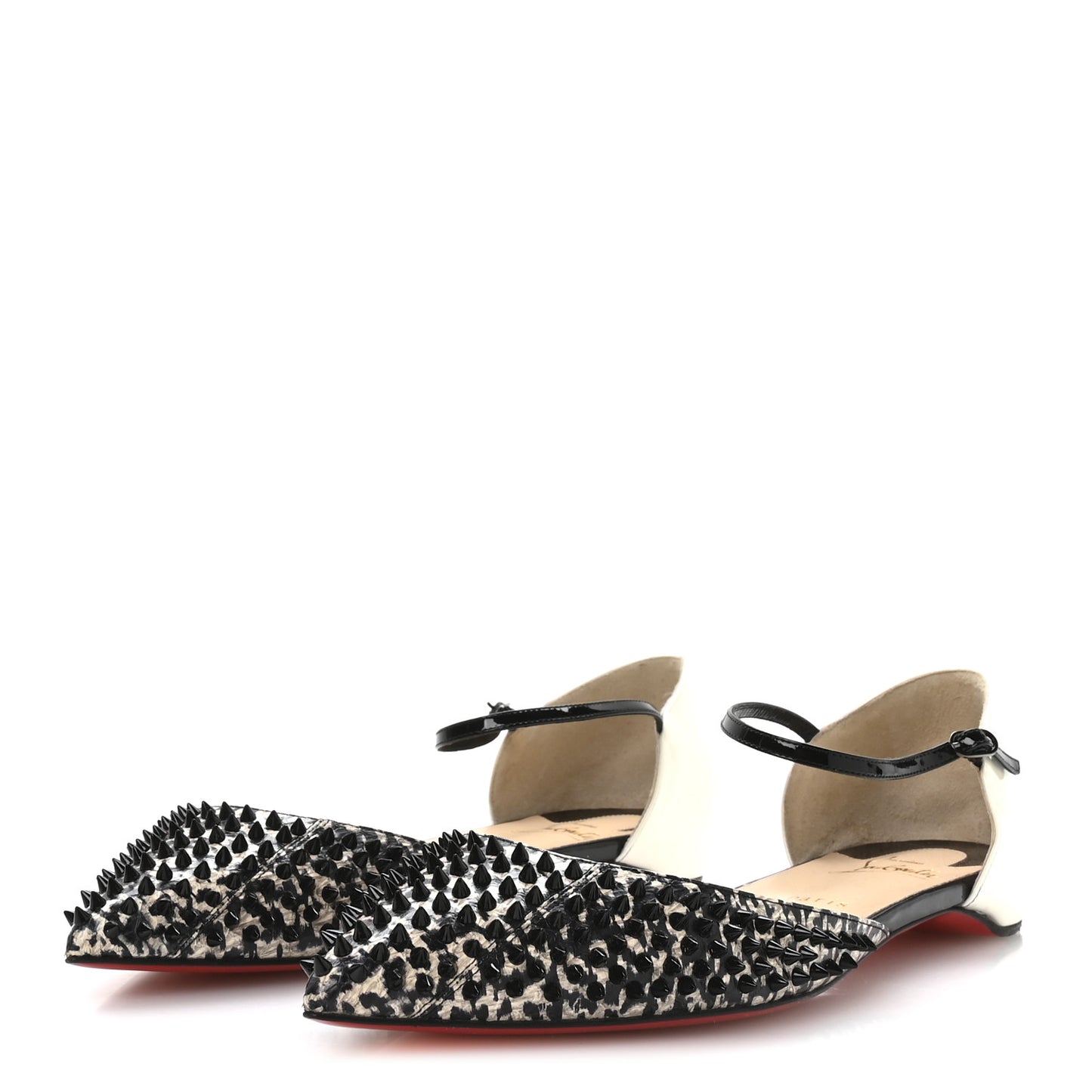 Watersnake Shiny Patent Baila Spike Flats 41.5 Black