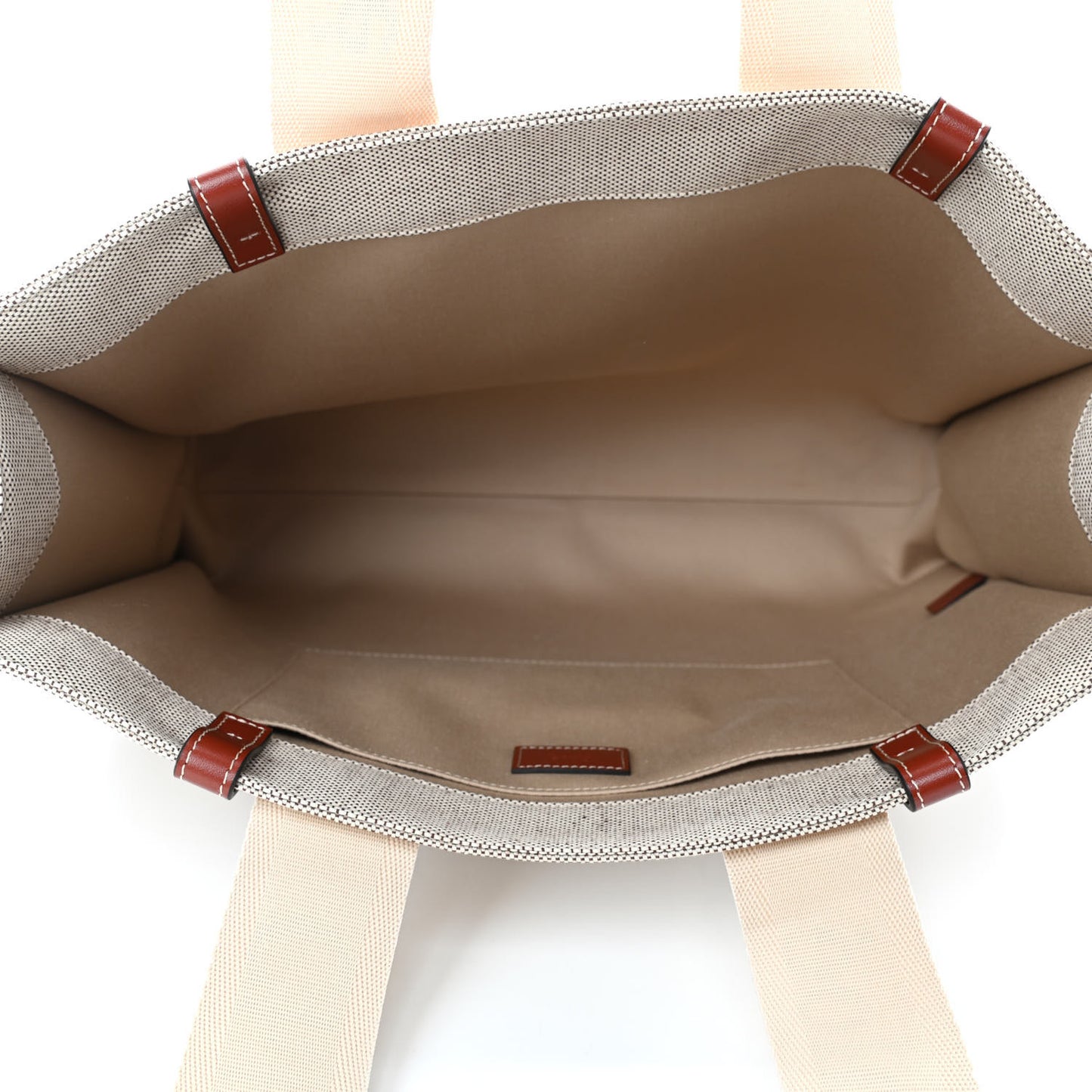 Cotton Calfskin Medium Woody Ribbon Tote White Brown