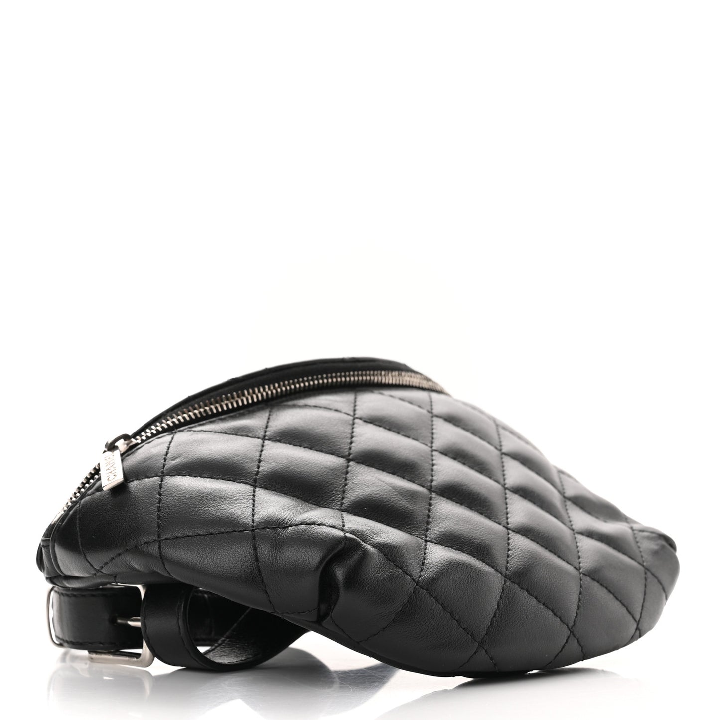 Lambskin Quilted Waist Belt Bag Black