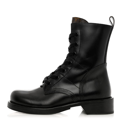 Louis Vuitton Calfskin Monogram Metropolis Flat Ranger Boots 37.5 Black 1 of 12