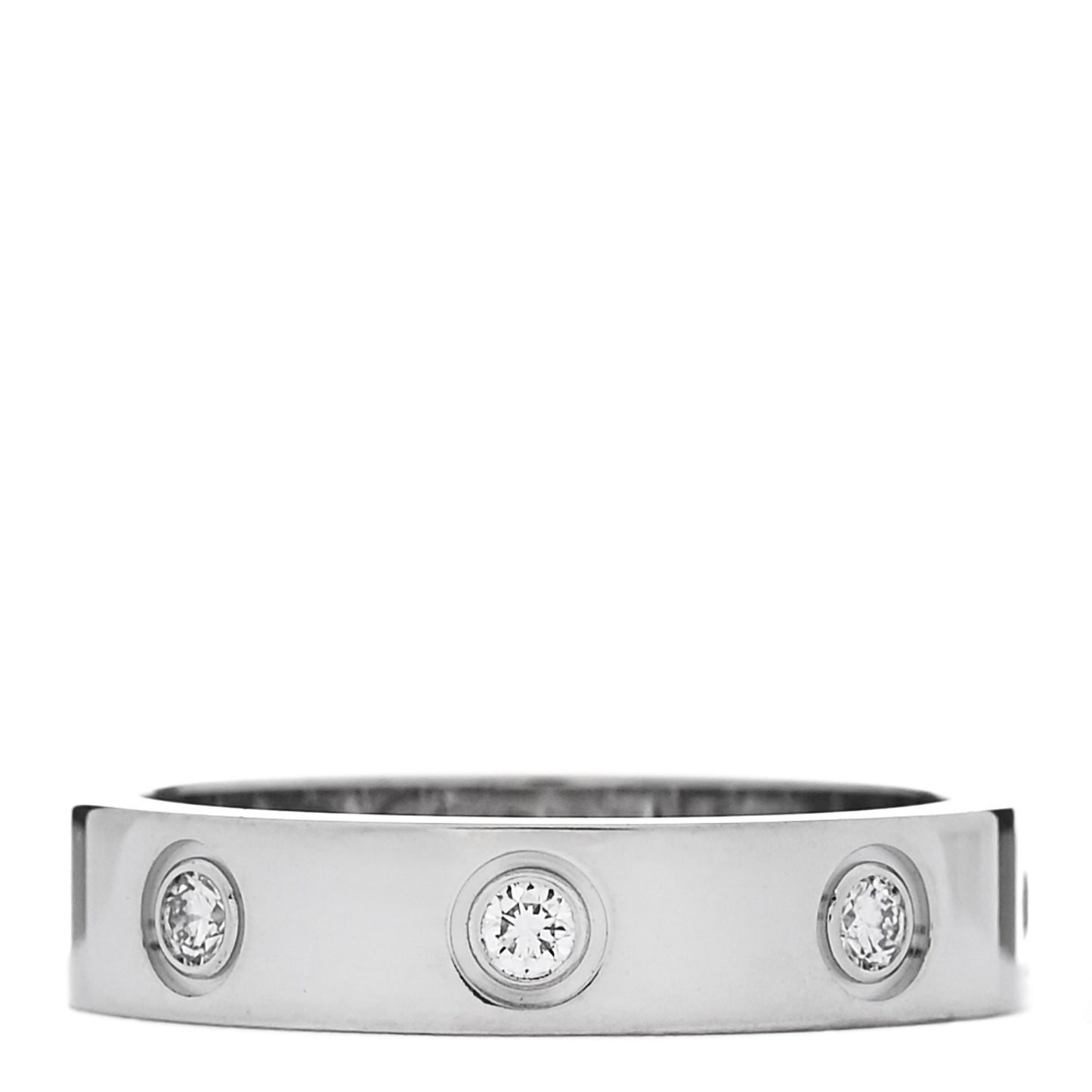 18K White Gold 8 Diamond 4mm LOVE Wedding Band Ring 48 4.5