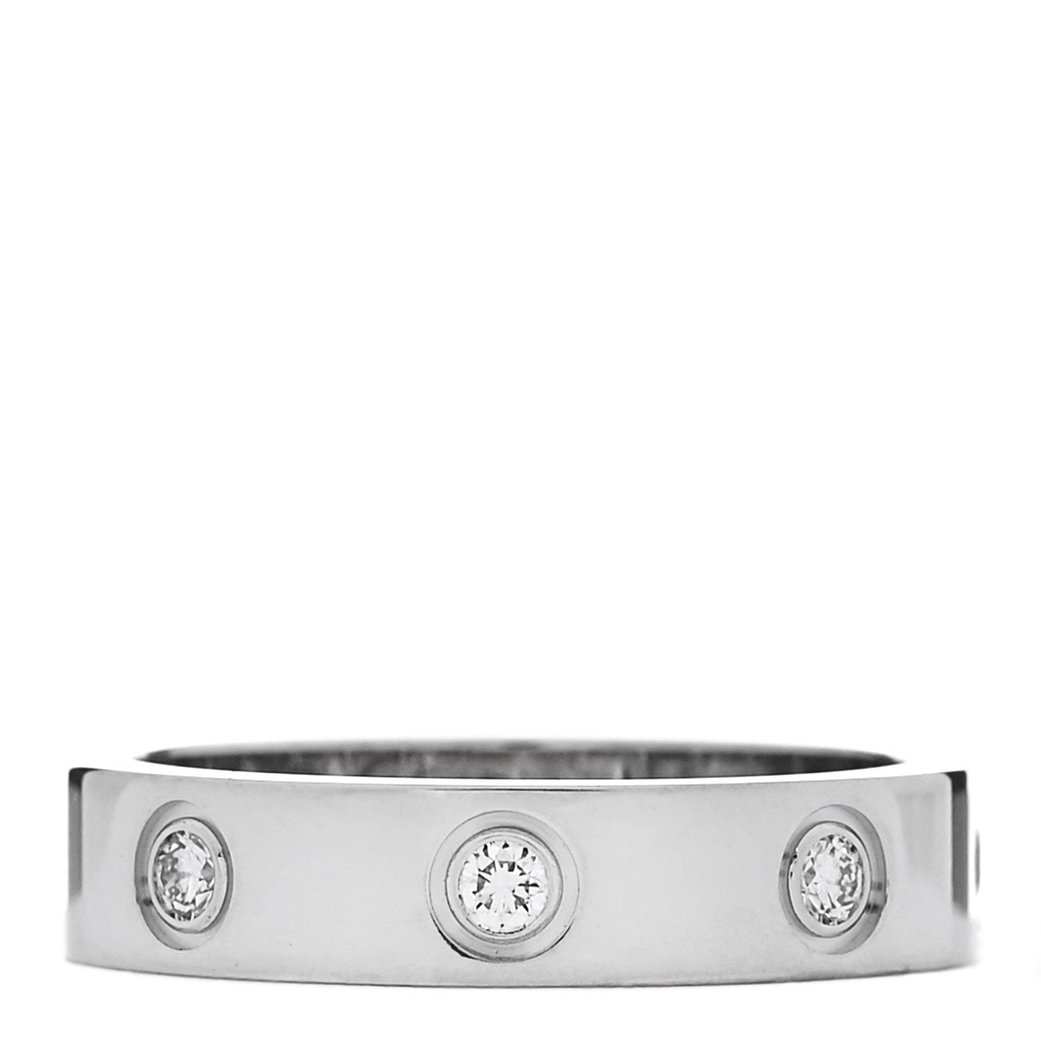Cartier 18K White Gold 8 Diamond 4mm LOVE Wedding Band Ring 48 4.5 1 of 5
