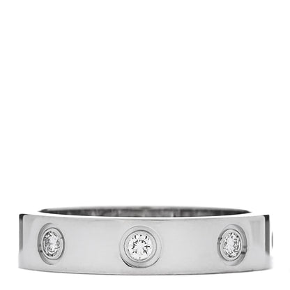 Cartier 18K White Gold 8 Diamond 4mm LOVE Wedding Band Ring 48 4.5 1 of 5