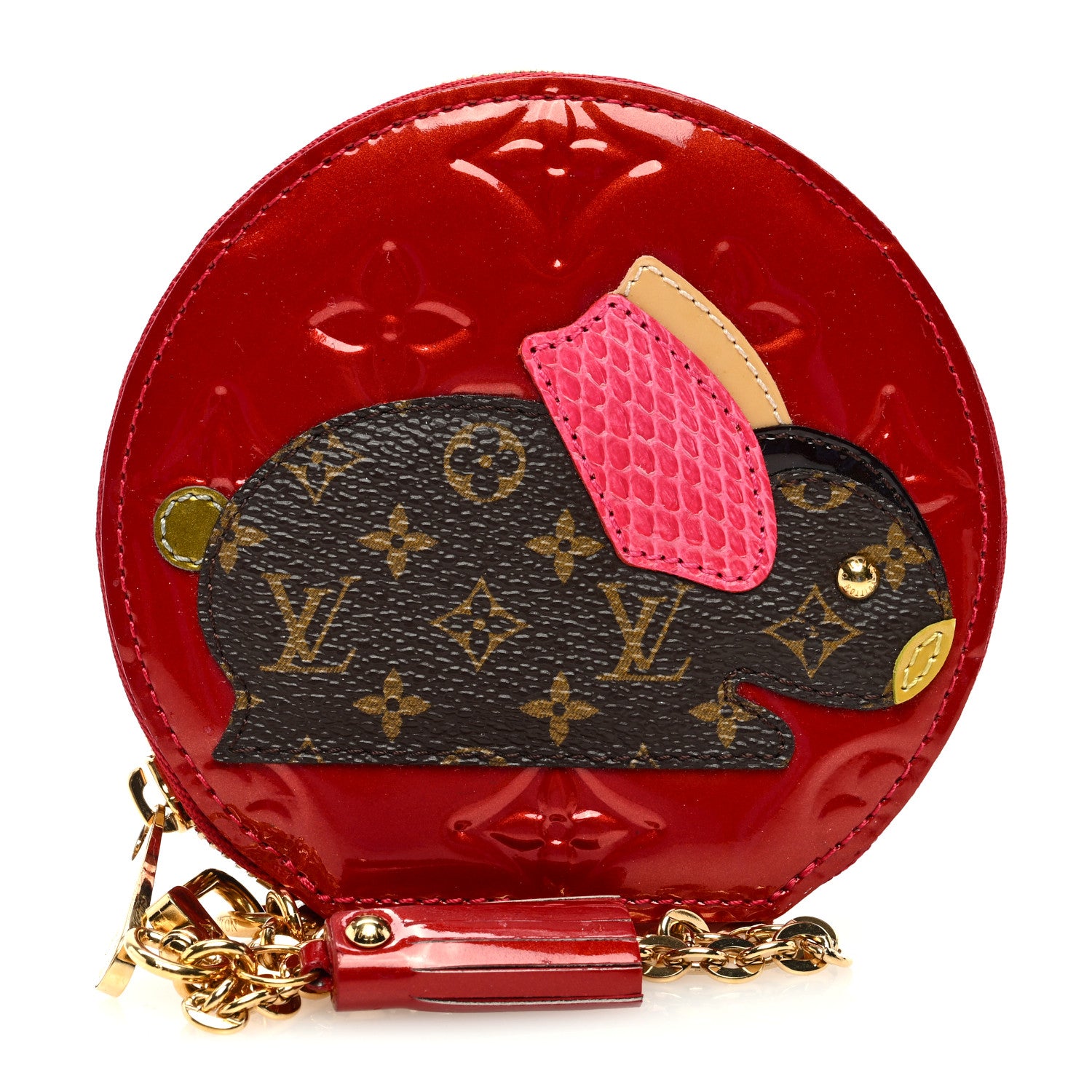 Louis Vuitton Vernis Animania Lapin Bunny Round Coin Purse Pomme D'Amour 1 of 6