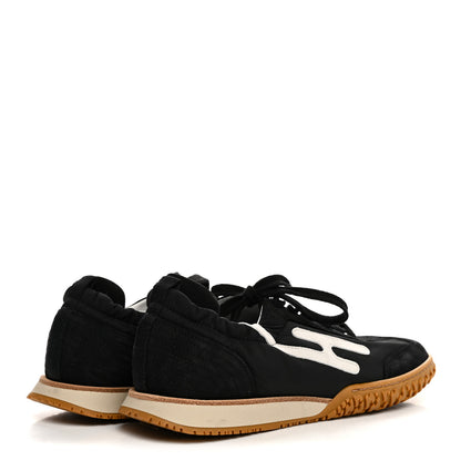 Hermes Parachute Fabric Suede Goatskin Jet Sneakers 38.5 Black White 5 of 9
