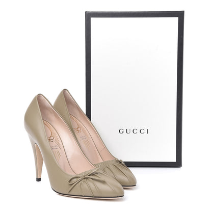 Gucci Nappa Bow High Heel Pumps 38.5 Brown 9 of 9