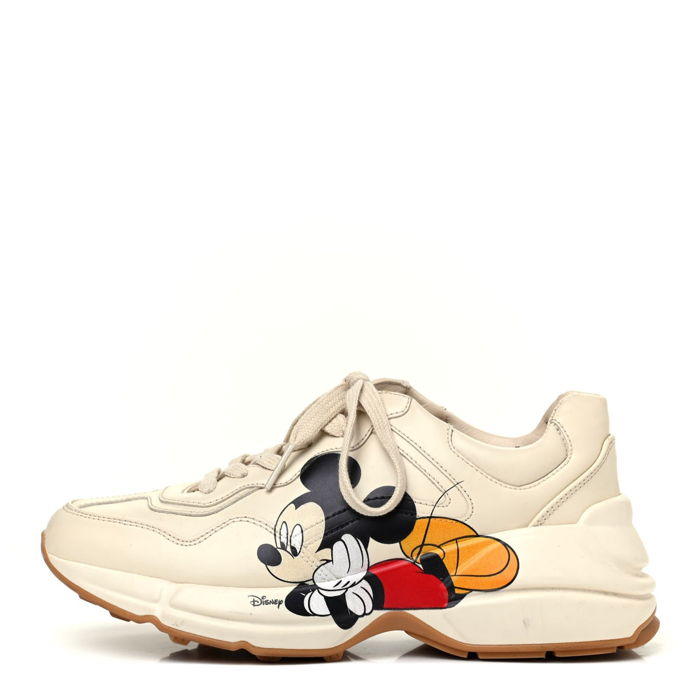 X DISNEY Calfskin Mickey Mouse Womens Rhyton Sneakers 36 Ivory