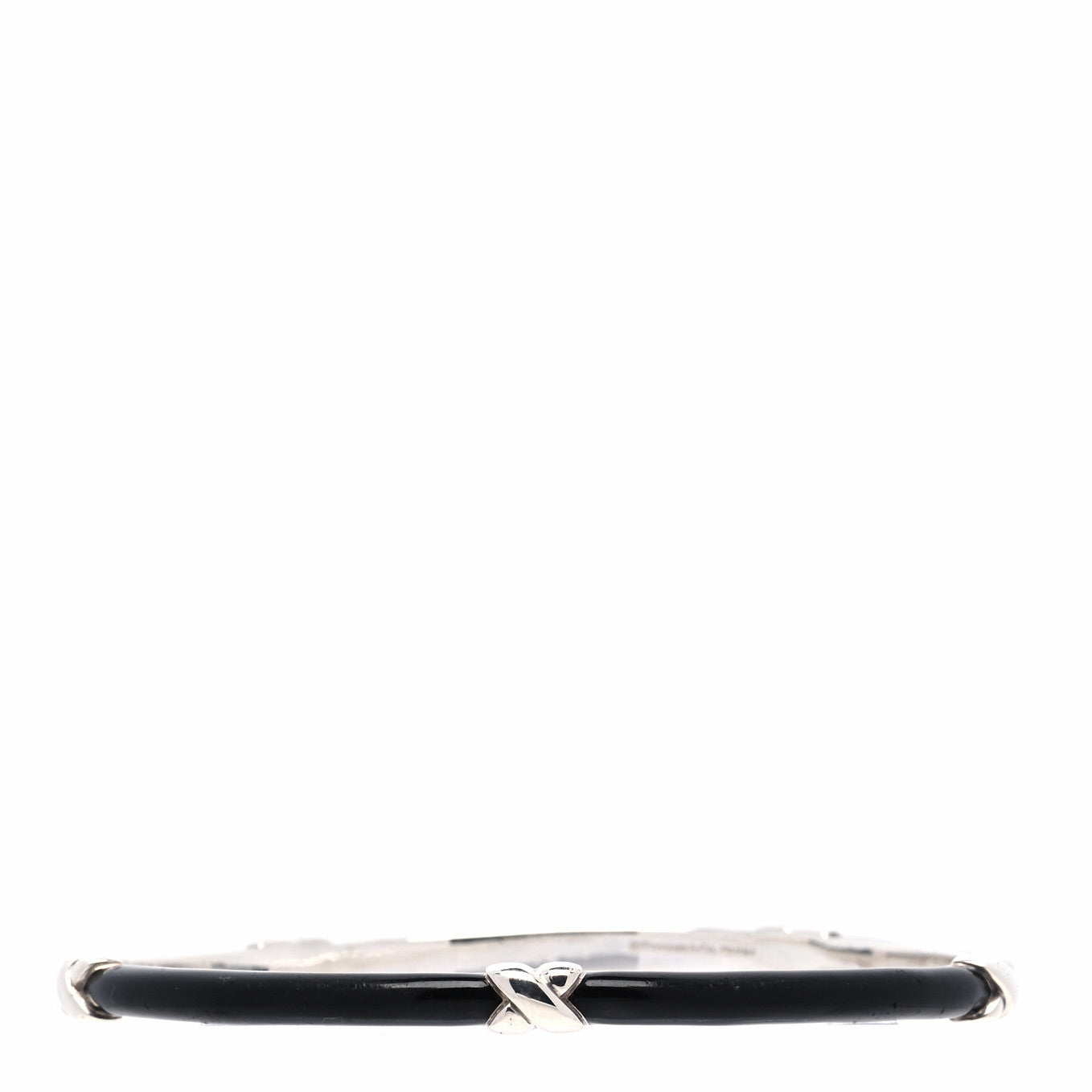 Sterling Silver Enamel Signature X Bangle Bracelet Black