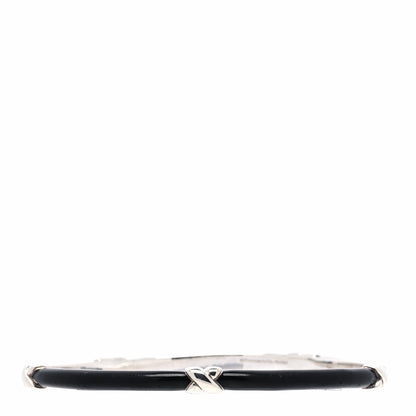 Tiffany Sterling Silver Enamel Signature X Bangle Bracelet Black 3 of 5