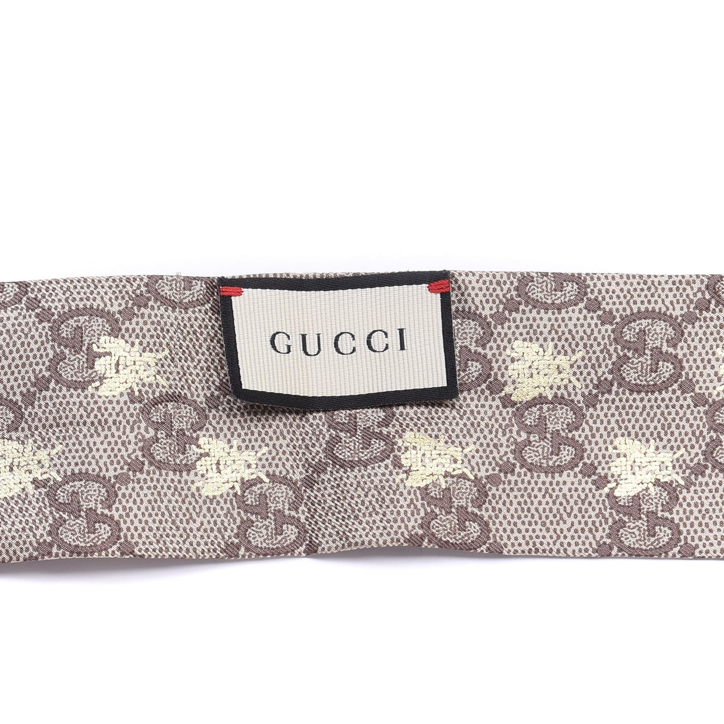 Silk Twill GG Monogram GG Bee Neck Bow Scarf Black Red
