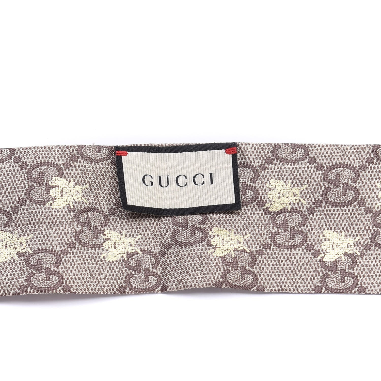 Gucci Silk Twill GG Monogram GG Bee Neck Bow Scarf Black Red 5 of 6