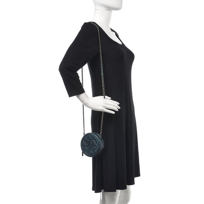 Chanel Iridescent Caviar Quilted Round Filigree Crossbody Dark Turquoise 2 of 8