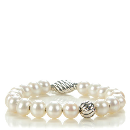 David Yurman Sterling Silver Pearl 8mm Spiritual Bead Bracelet 1 of 5