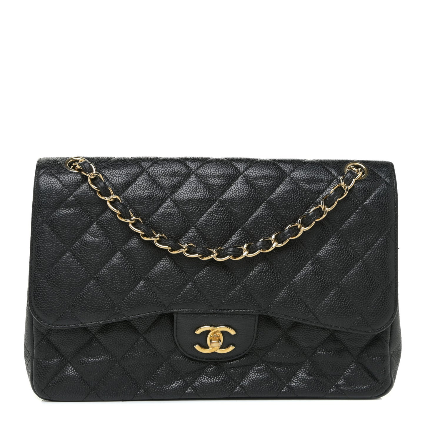 Caviar Quilted Jumbo Double Flap Black