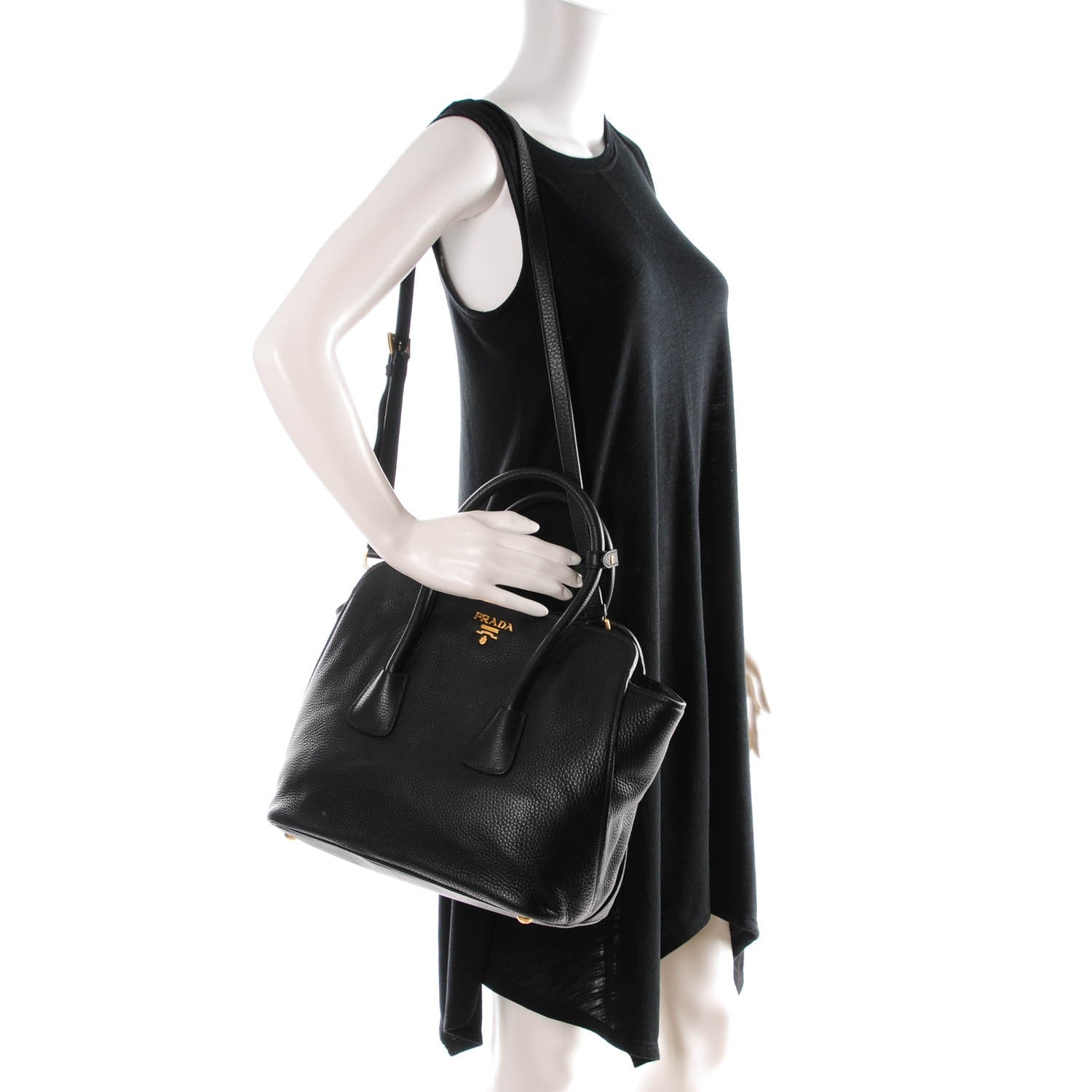 Prada Vitello Daino Tote Nero Black 2 of 7