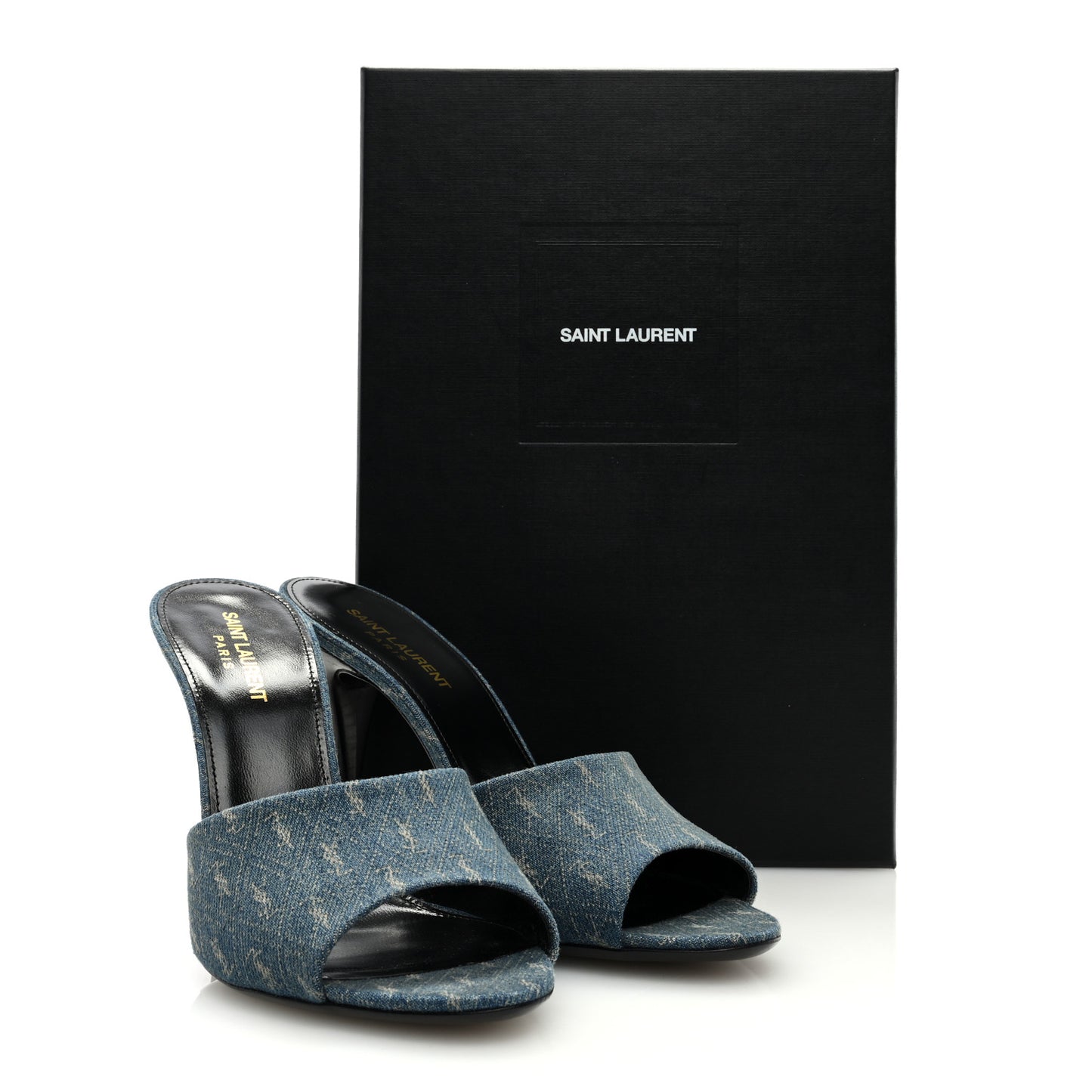 Denim Monogram La 16 Mule Sandals 40 Blue Jeans