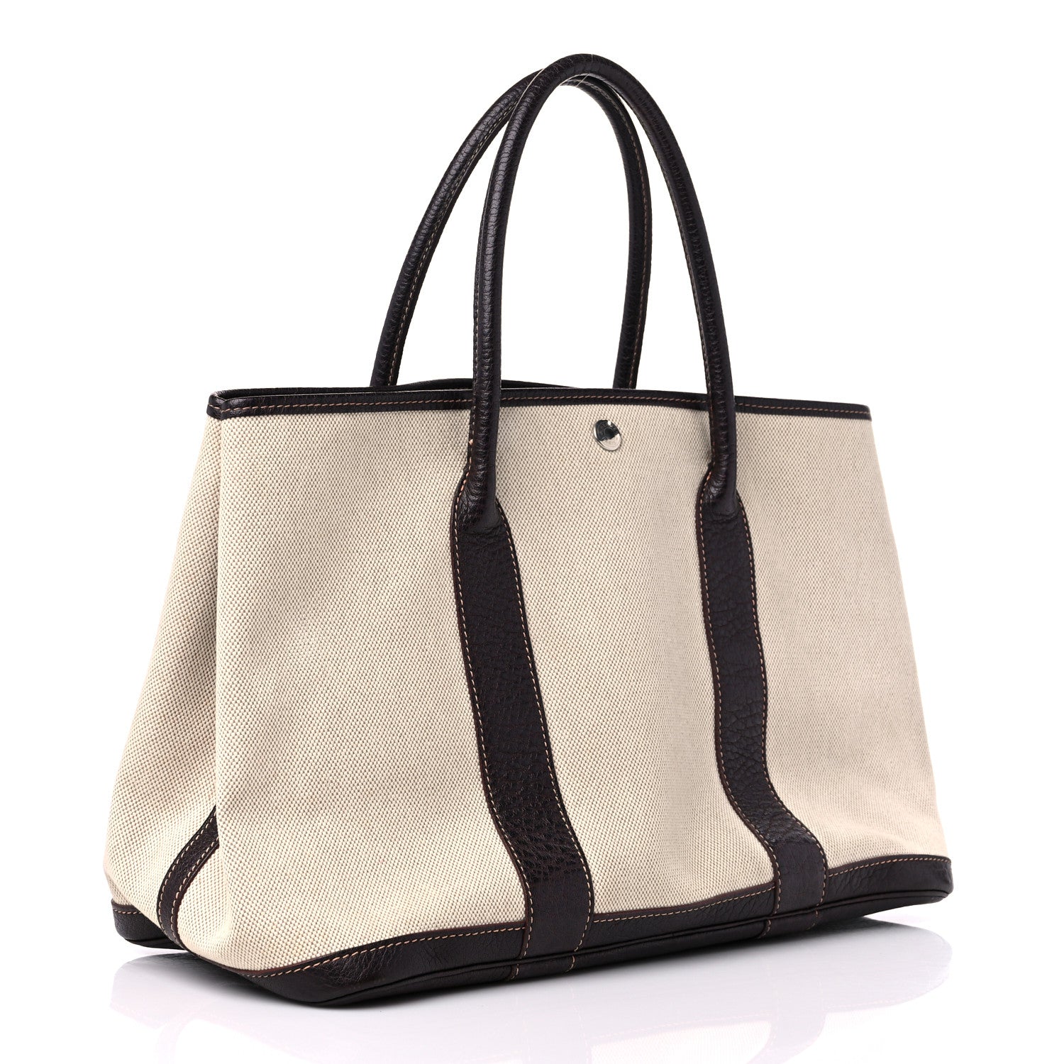 Hermes Buffle Skipper Toile Garden Party 36 MM Tote Marron Fonce 3 of 13