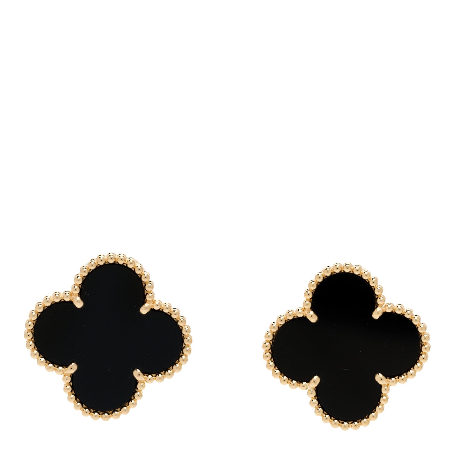 Van Cleef & Arpels 18K Yellow Gold Black Onyx Magic Alhambra Earrings 1 of 5