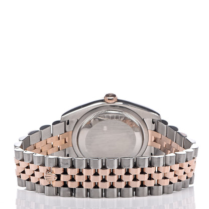 Rolex Stainless Steel 18K Everose Gold 36mm Oyster Perpetual Datejust Watch Black Sunburst Roman 116231 4 of 12