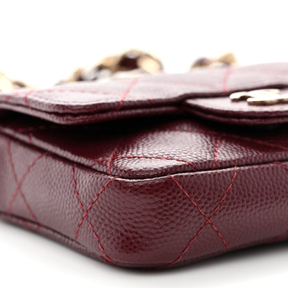 Chanel Caviar Quilted Mini Chain Belt Bag Burgundy 10 of 12
