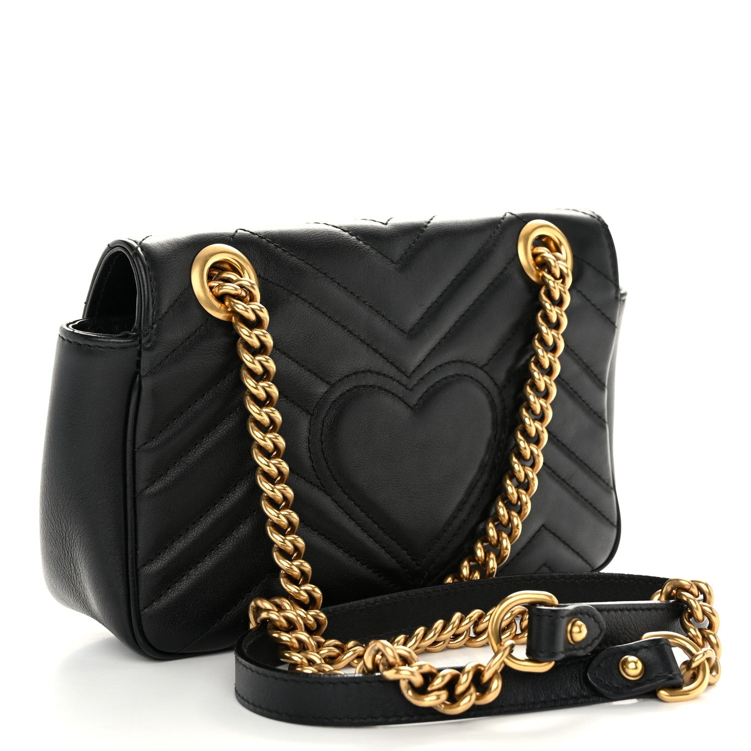 Gucci Calfskin Matelasse Mini GG Marmont Shoulder Bag Black 3 of 10