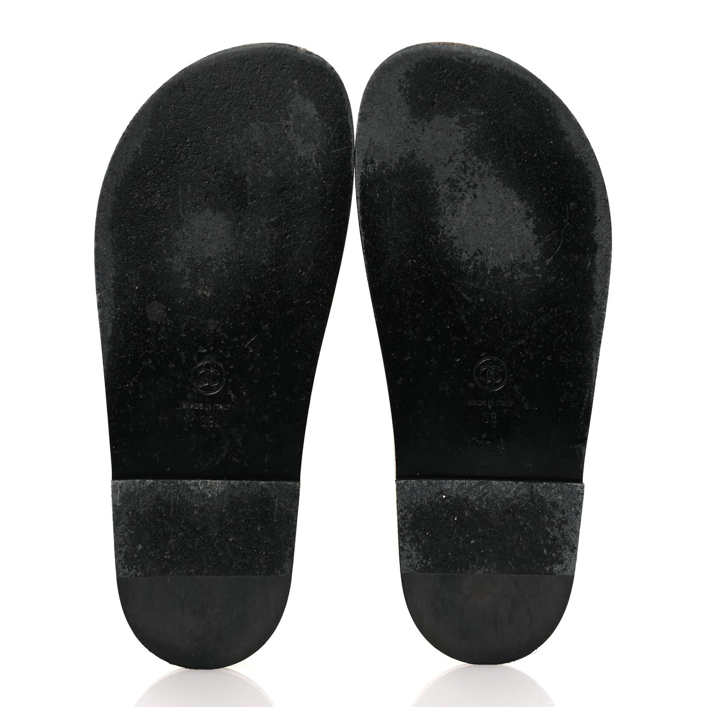 Lambskin Quilted Velcro Dad Chain CC Slide Sandals 39 Black