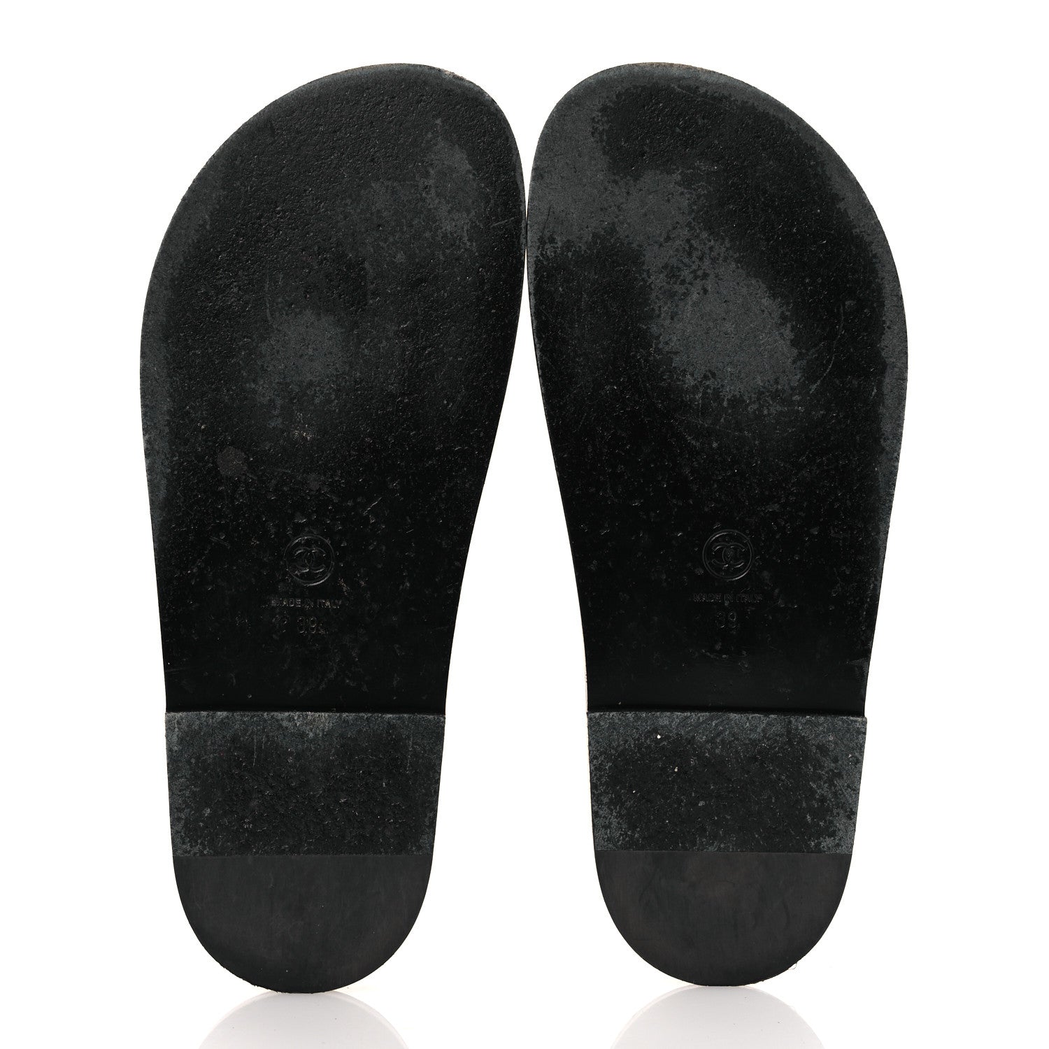 Chanel Lambskin Quilted Velcro Dad Chain CC Slide Sandals 39 Black 7 of 13