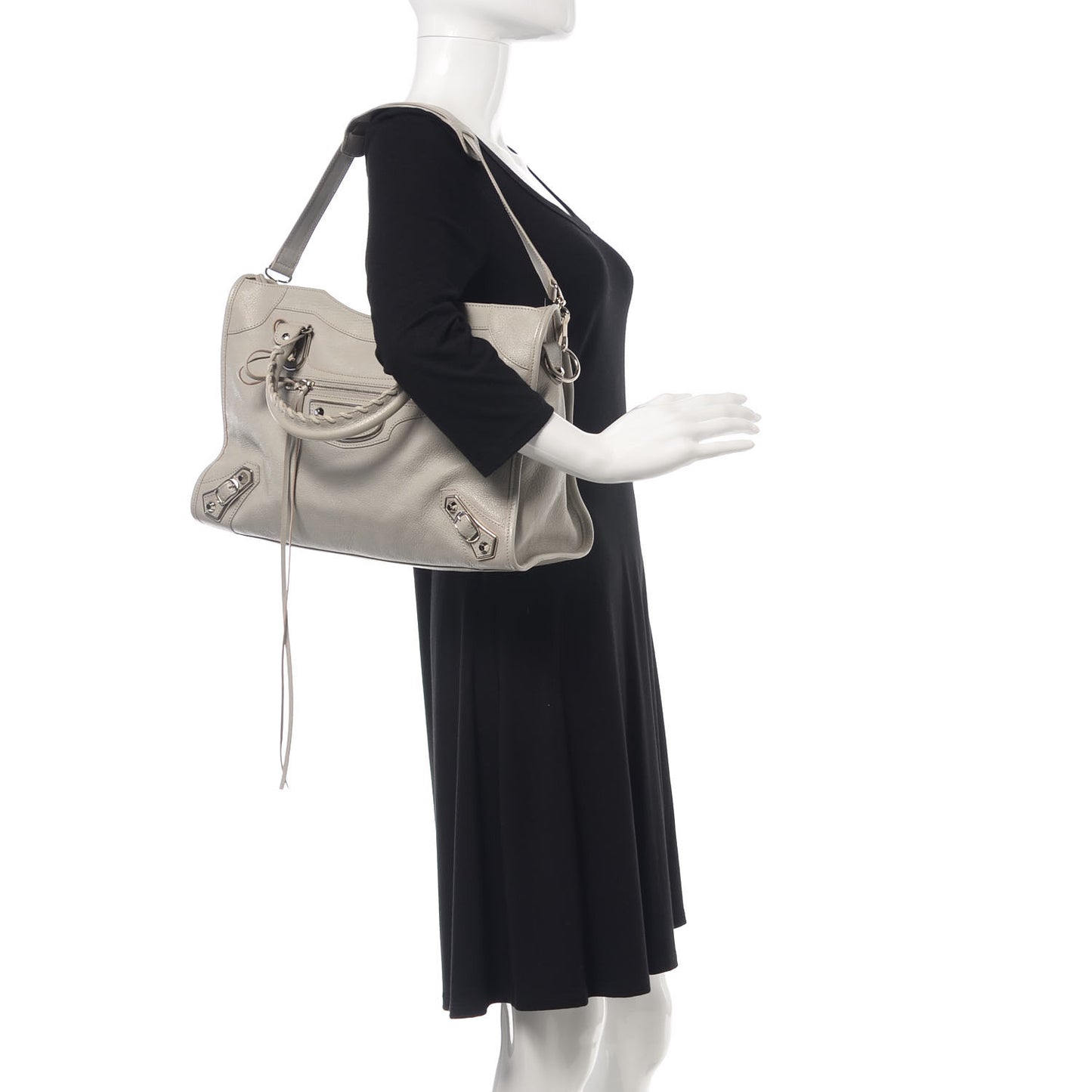 Chevre Silver Metallic Edge Hardware City Gris Glace