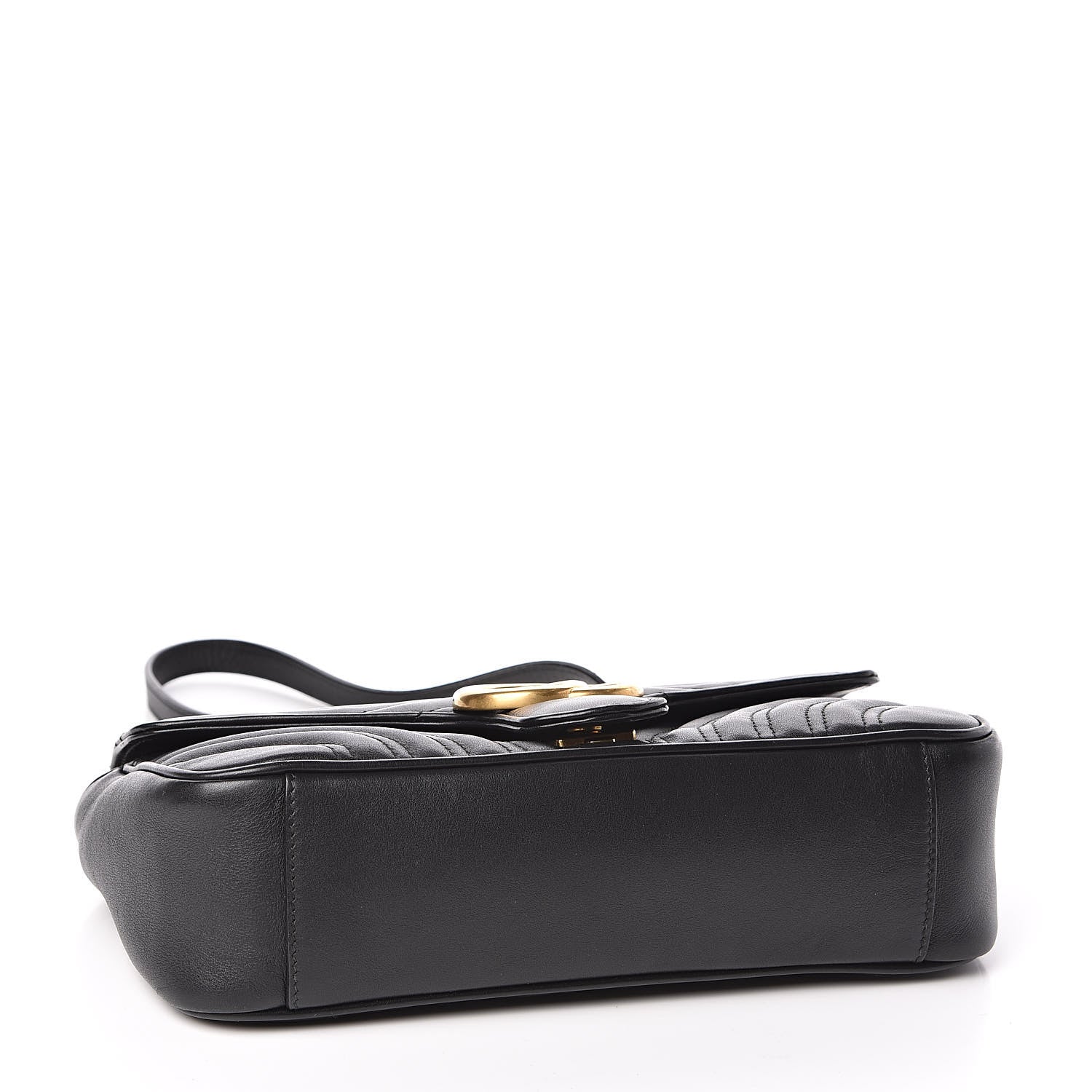 Gucci Calfskin Matelasse Small GG Marmont Shoulder Bag Black 4 of 10