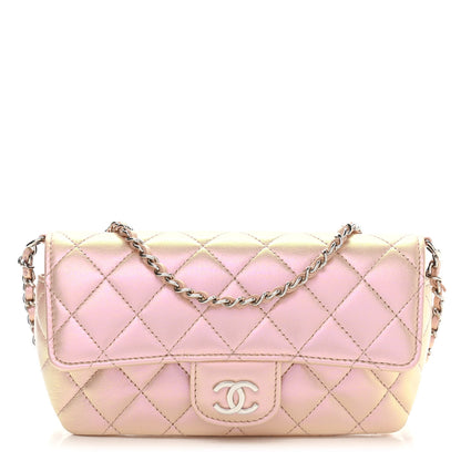 Chanel Iridescent Calfskin Quilted Glasses Case With Chain Pink 1 of 11
