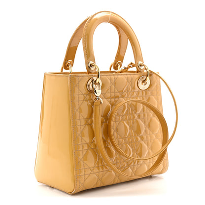 Christian Dior Patent Cannage Medium Lady Dior Beige 3 of 10