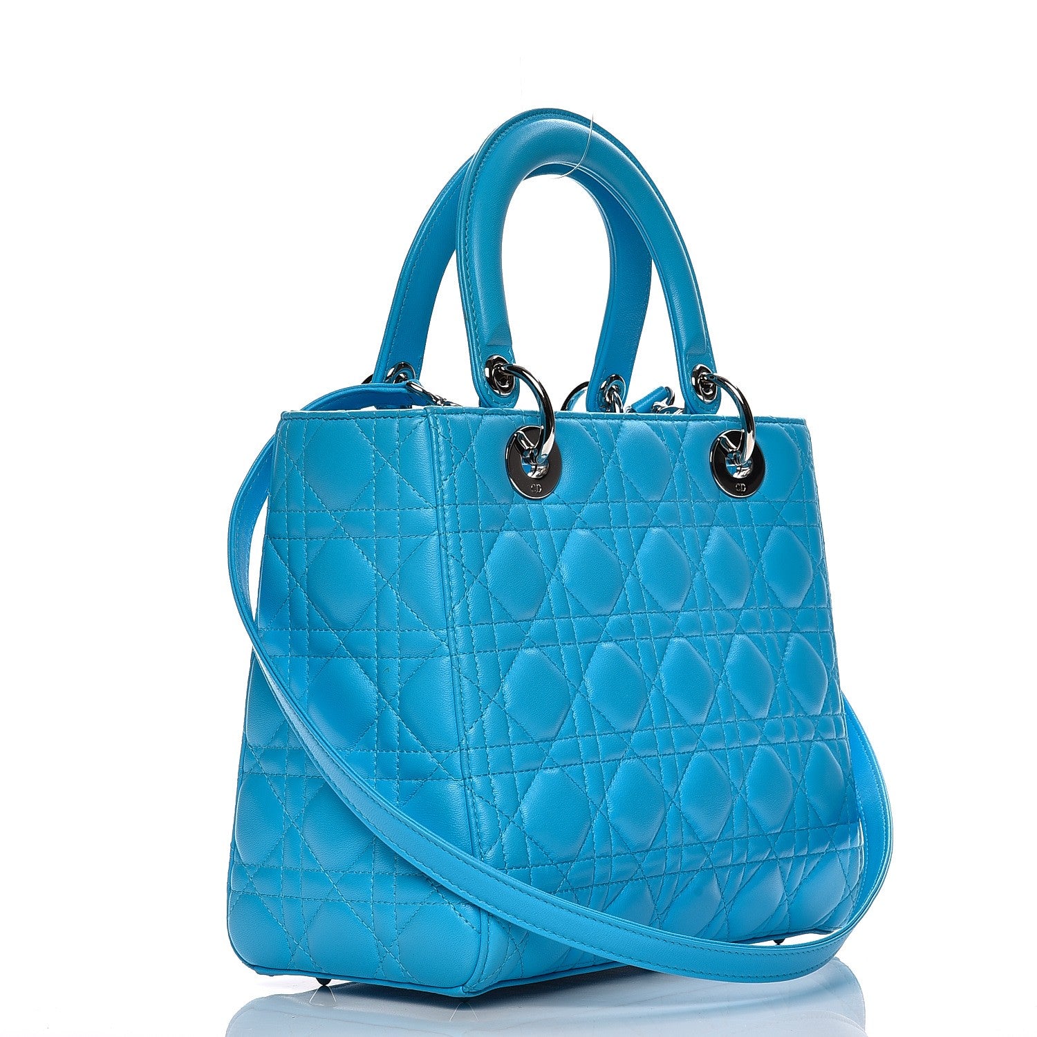 Christian Dior Lambskin Cannage Medium Lady Dior Blue 4 of 13