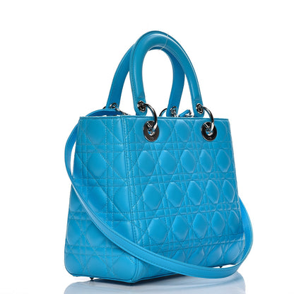 Christian Dior Lambskin Cannage Medium Lady Dior Blue 4 of 13