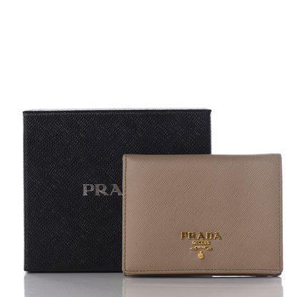 Prada Saffiano Metal Bi-Fold Wallet Naturale 9 of 9