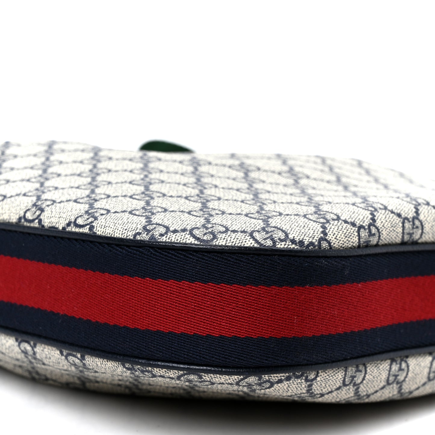 GG Supreme Monogram Textured Calfskin Web Large Attache Shoulder Bag Beige Blue