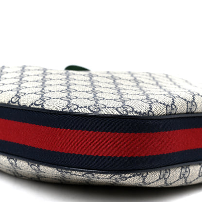 Gucci GG Supreme Monogram Textured Calfskin Web Large Attache Shoulder Bag Beige Blue 9 of 11